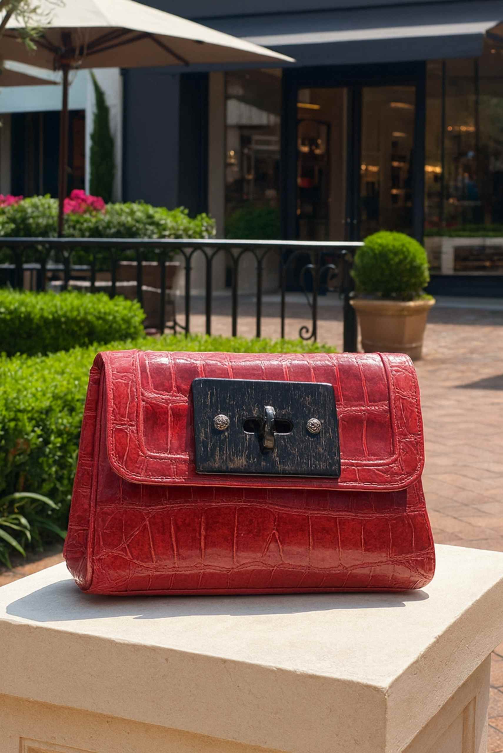 luxury leather bags in Istanbul handcrafted red leather clutch bag