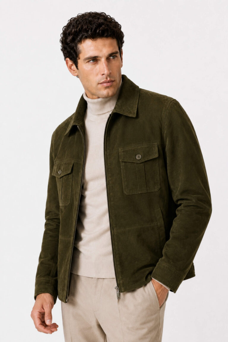Olive Suede Overshirt